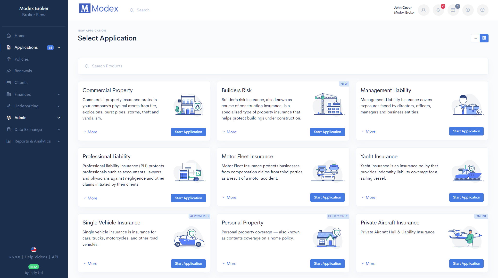 Selecting a product for the new application