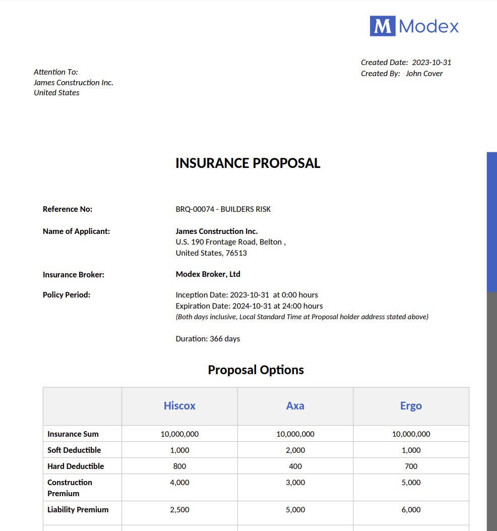 insurance proposal document